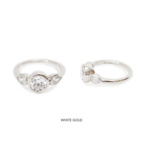 Bezel Set Round Lab Grown Diamond Trilogy Ring